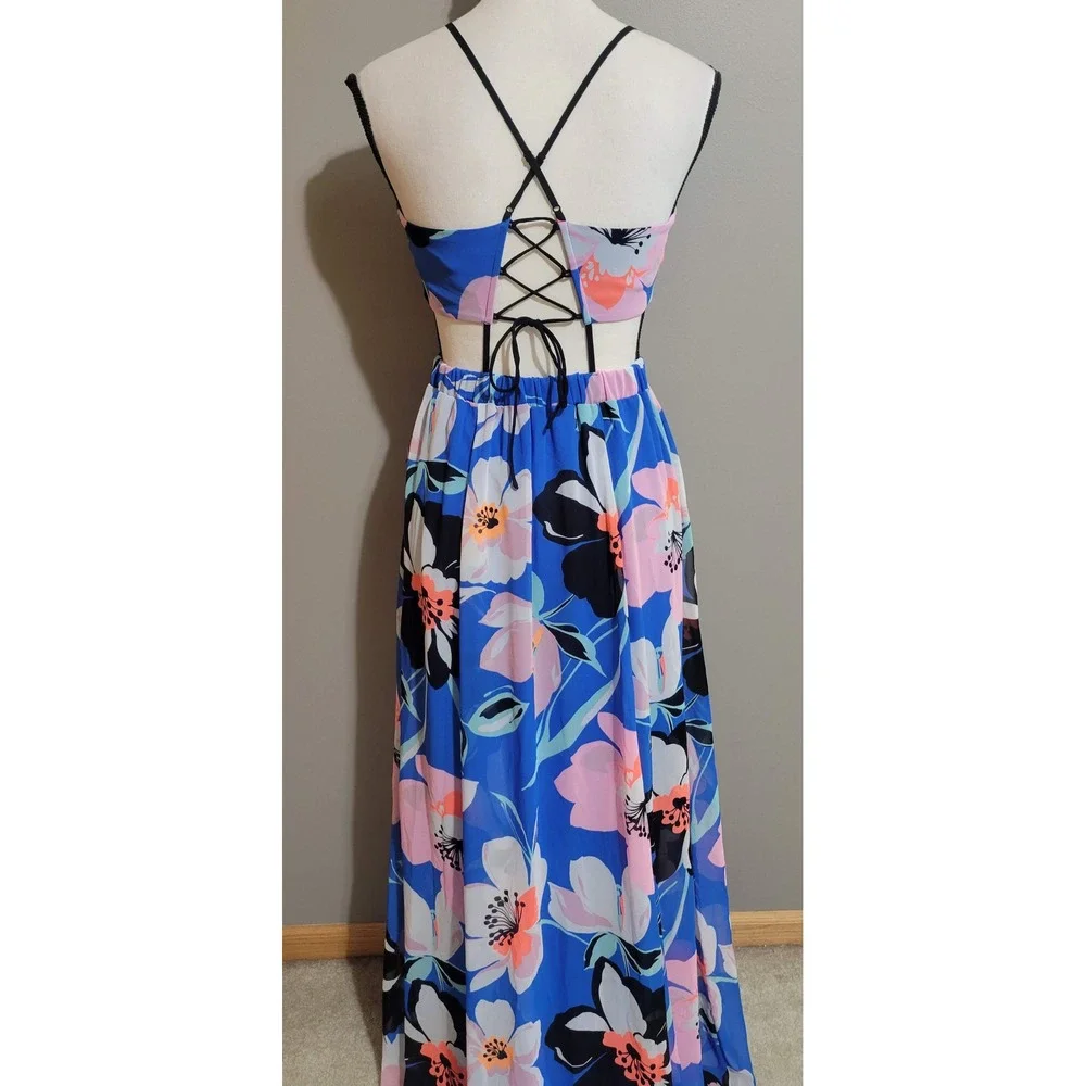 Express Floral Strappy Open Back Maxi Dress - Picture 2 of 7